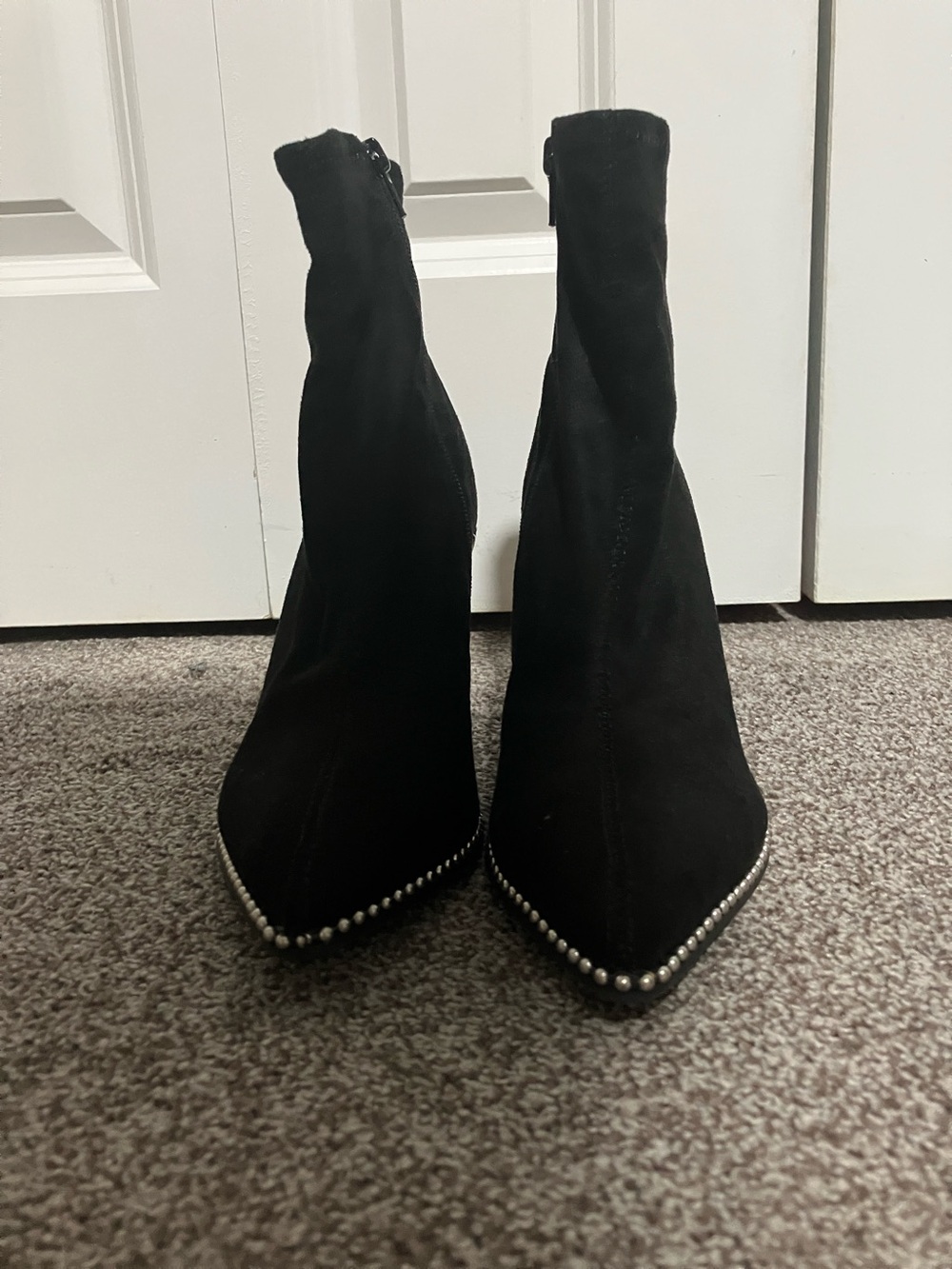 Bar III Black Pointed Sock Boots with Silver Stud Accents